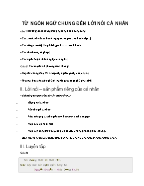 Bài soạn Ngữ văn 11 - Từ ngôn ngữ chung đến lời nói cá nhân